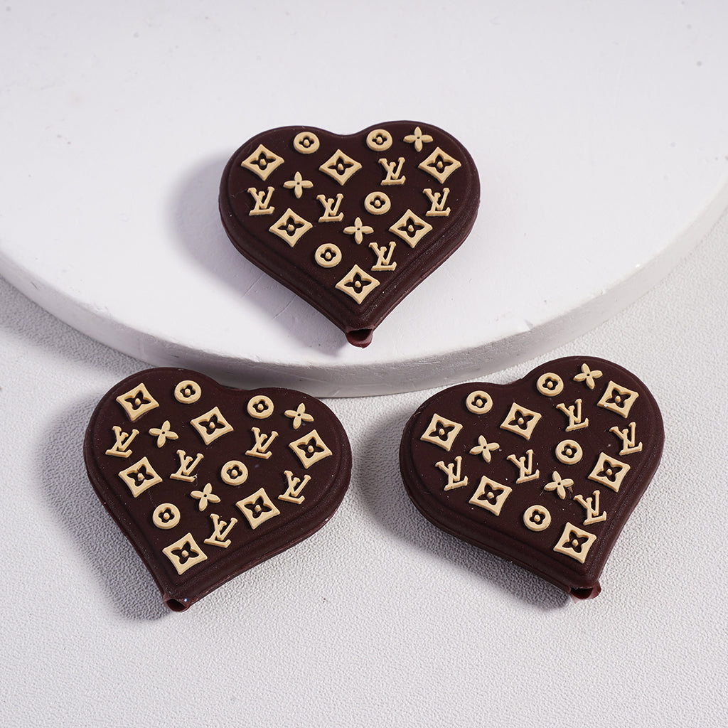 Classic VL Heart Brown Pink Silicone Focal Beads