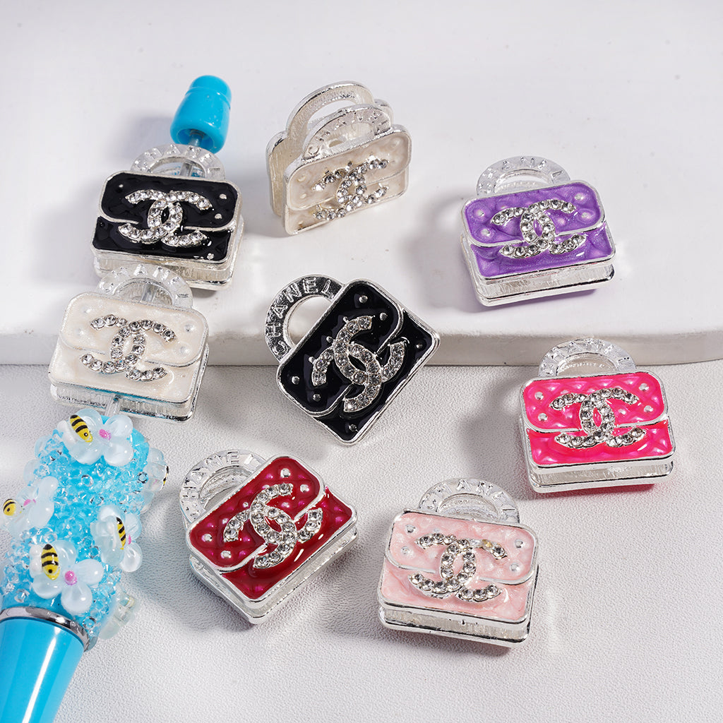 Colorful CC Handbag Alloy Acrylic Beads