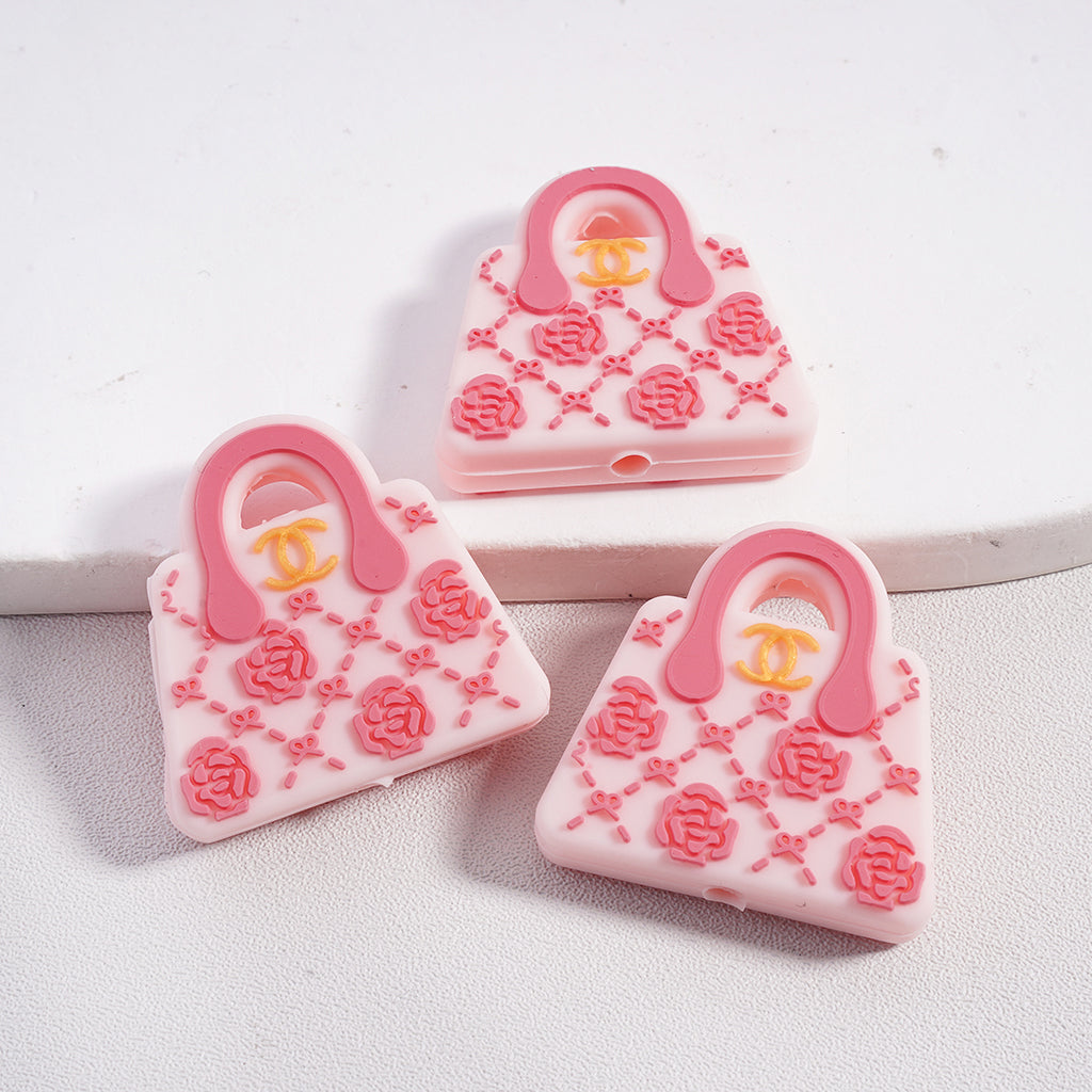 CC Multi-Color Camellia Women's Handbag Silicone Focal Beads, ZQ