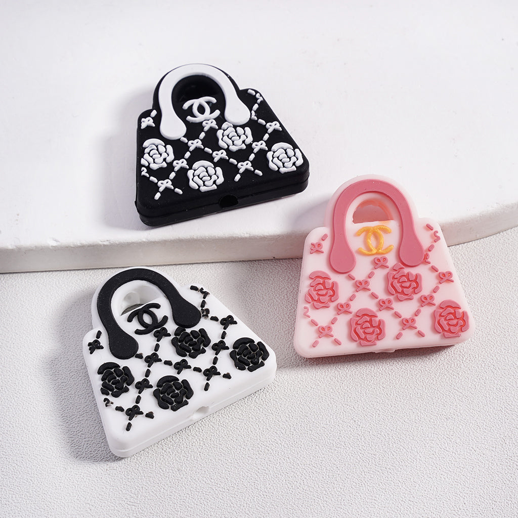 CC Multi-Color Camellia Women's Handbag Silicone Focal Beads, ZQ