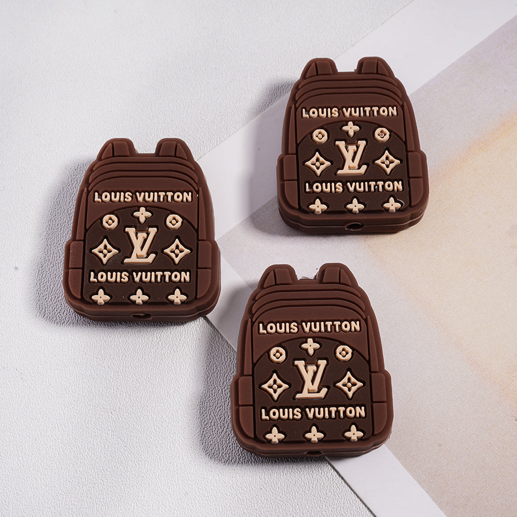 Pink and Brown Color Cute VL Backpack Silicone Focal Beads，Random Mix，ZQ