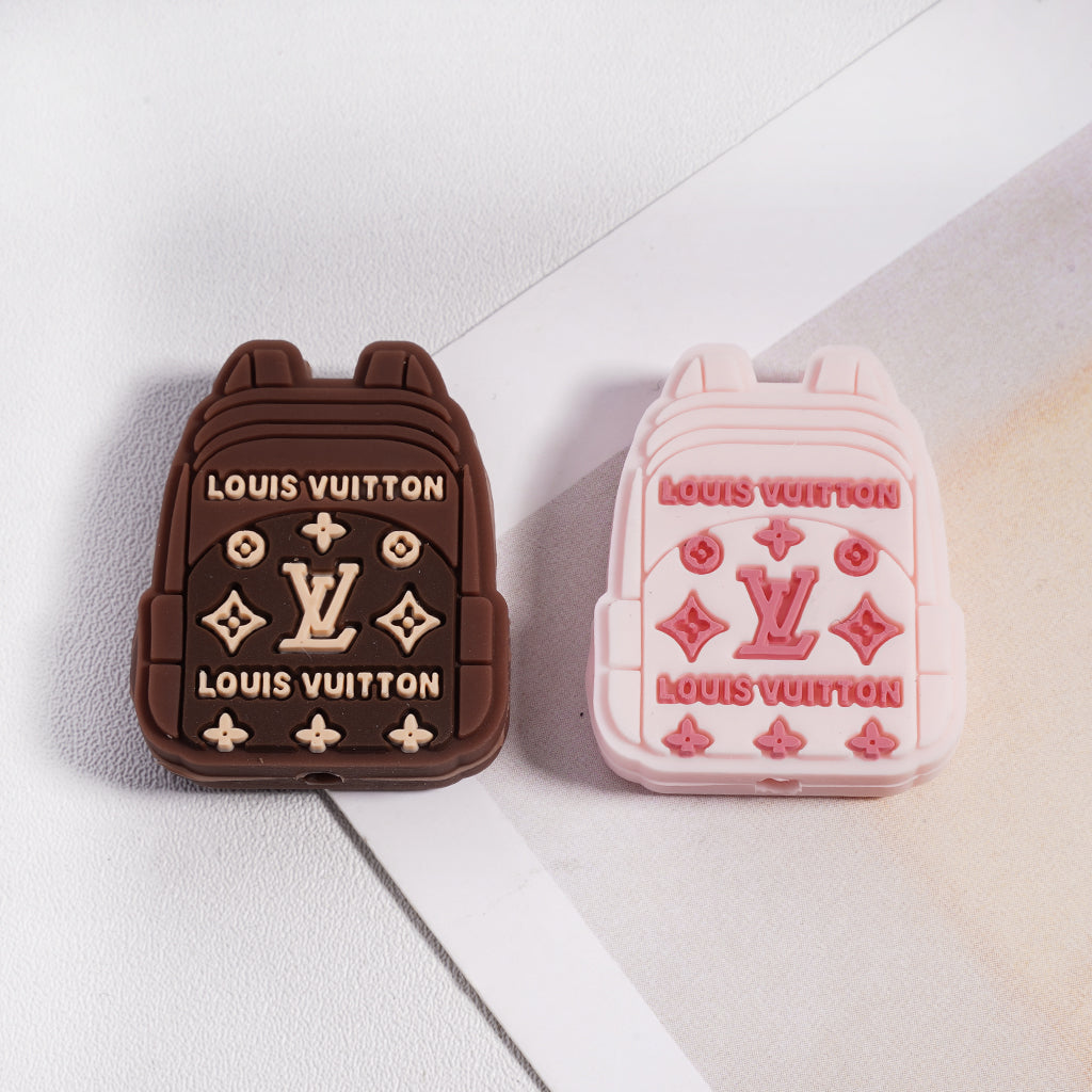 Pink and Brown Color Cute VL Backpack Silicone Focal Beads，Random Mix，ZQ
