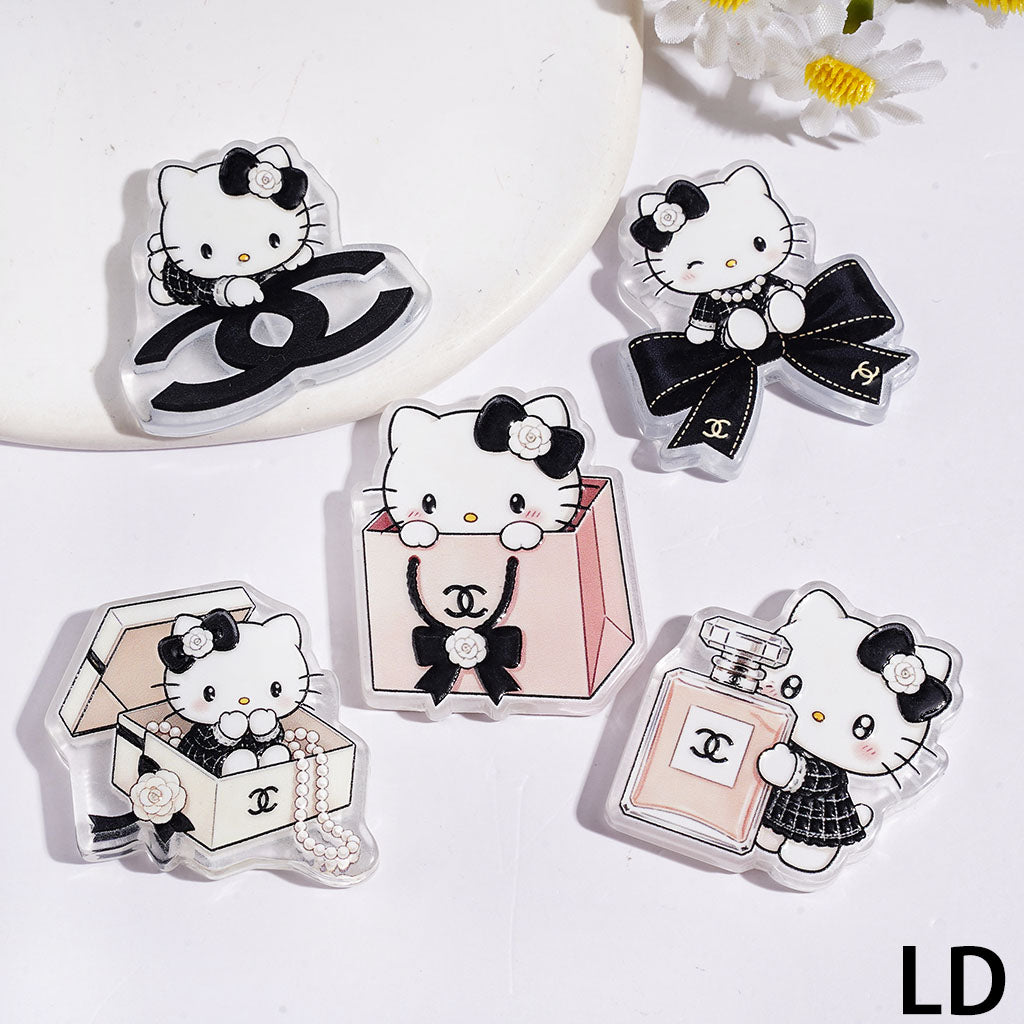 Cute Cartoon Cat CC‑Themed Badge‑Shaped Acrylic Accessories, LD