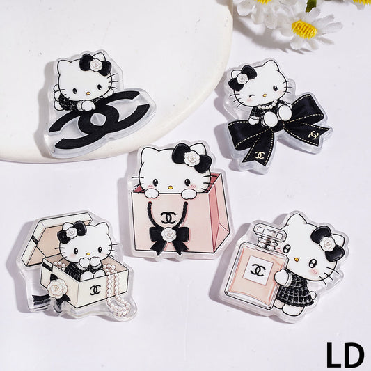 Cute Cartoon Cat CC‑Themed Badge‑Shaped Acrylic Accessories, LD
