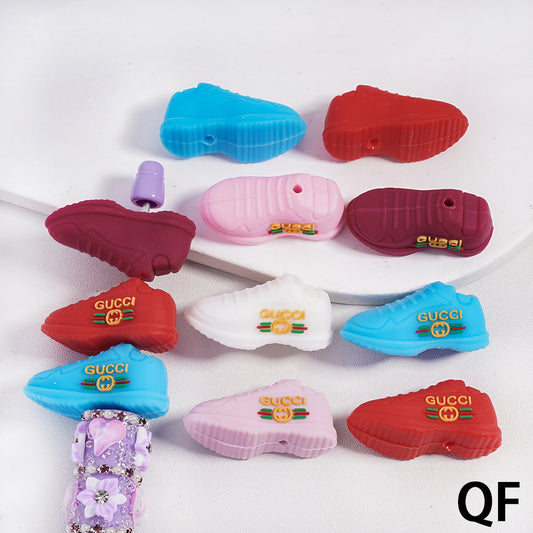 3D Colorful GG  Sneaker Shape Silicone Focal Beads, QF