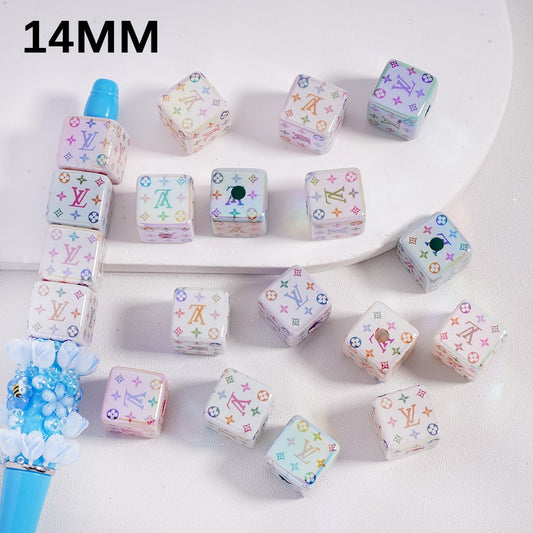 UV Coating VL Cube Square Acrylic Beads 14mm-FS