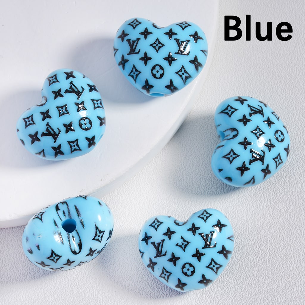 VL Prints Heart Shape Acrylic Beads in Solid Color, Around 18*25MM