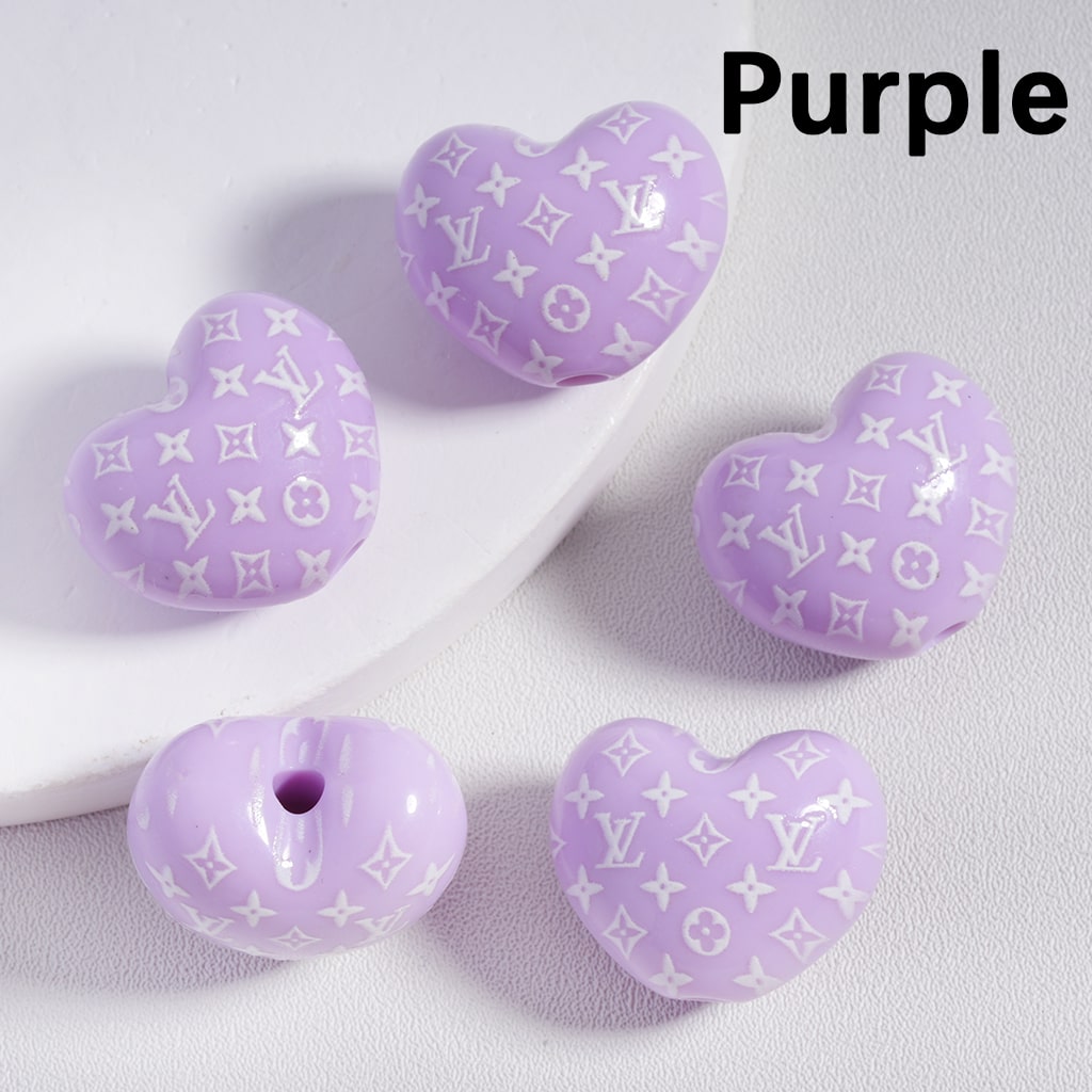 VL Prints Heart Shape Acrylic Beads in Solid Color, Around 18*25MM