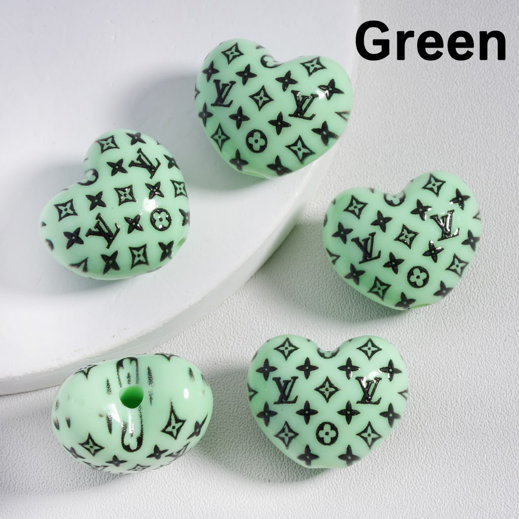 VL Prints Heart Shape Acrylic Beads in Solid Color, Around 18*25MM