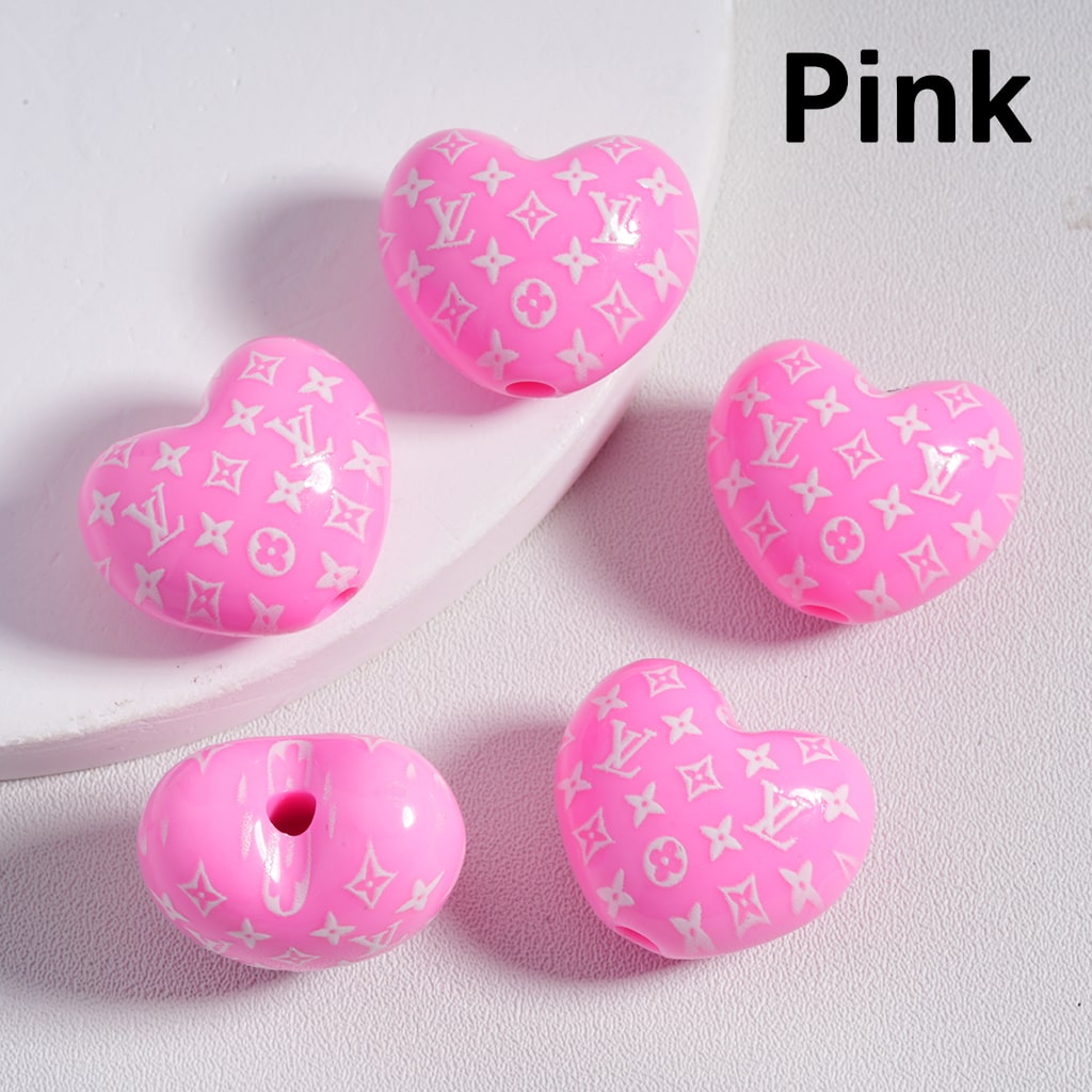 VL Prints Heart Shape Acrylic Beads in Solid Color, Around 18*25MM