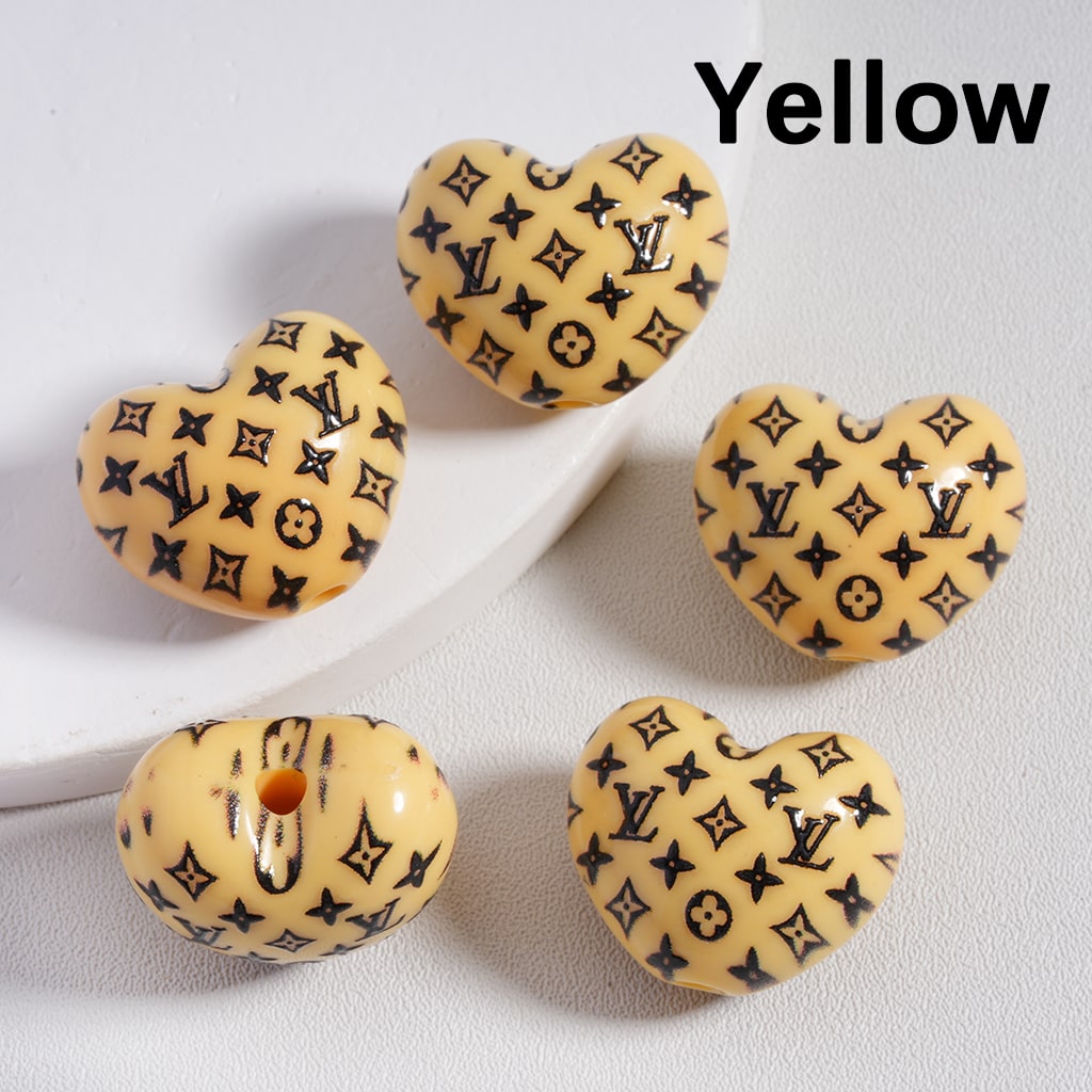 VL Prints Heart Shape Acrylic Beads in Solid Color, Around 18*25MM