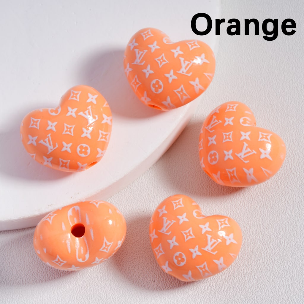 VL Prints Heart Shape Acrylic Beads in Solid Color, Around 18*25MM