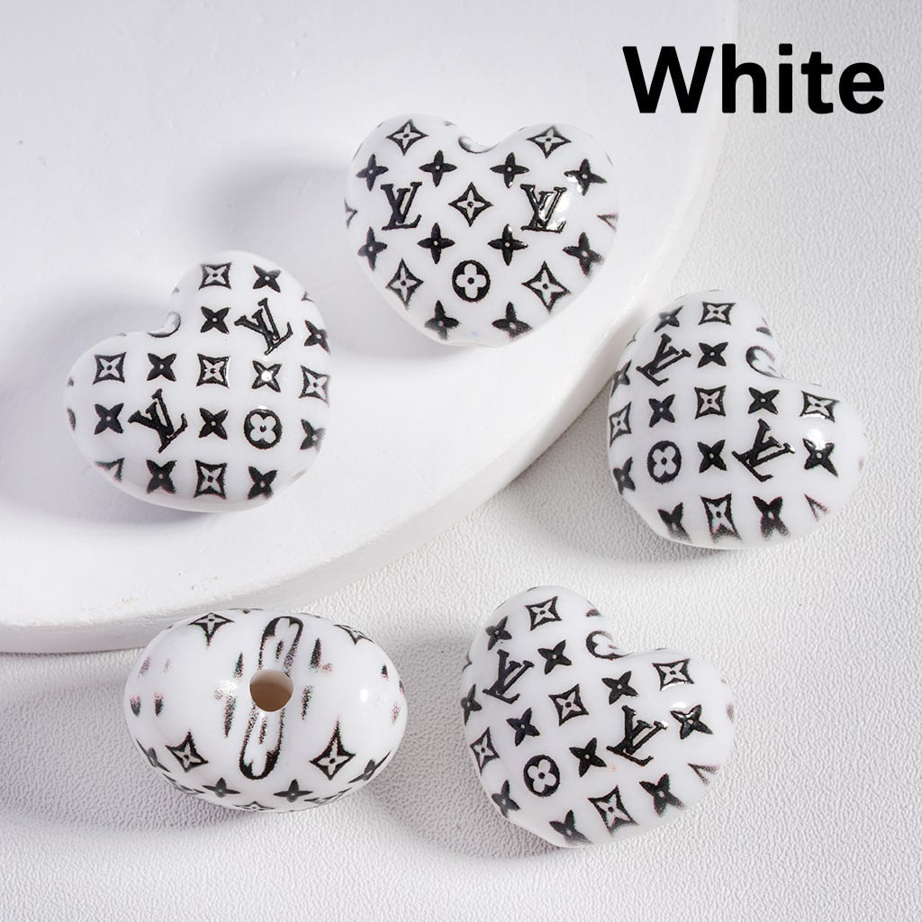 VL Prints Heart Shape Acrylic Beads in Solid Color, Around 18*25MM