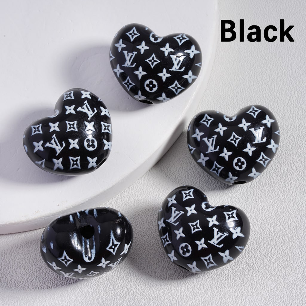 VL Prints Heart Shape Acrylic Beads in Solid Color, Around 18*25MM