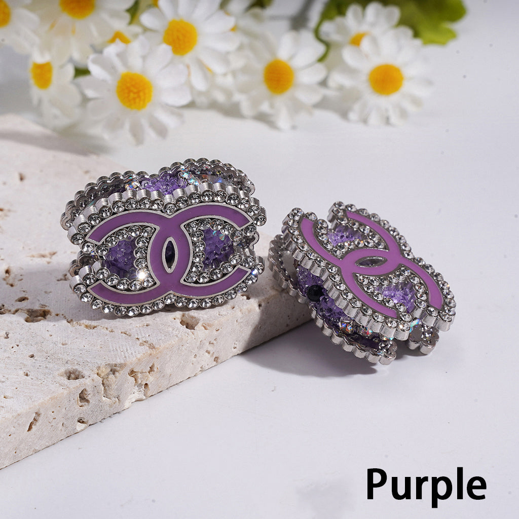 CC Fashionable Diamond-Edged Silver-White Alloy Bead Decoration, Multi-Color Clay Base, 24×33 MM, Suitable For DIY Use.