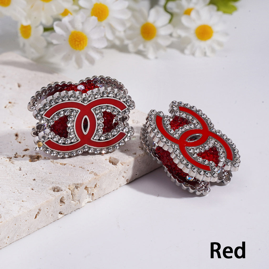 CC Fashionable Diamond-Edged Silver-White Alloy Bead Decoration, Multi-Color Clay Base, 24×33 MM, Suitable For DIY Use.