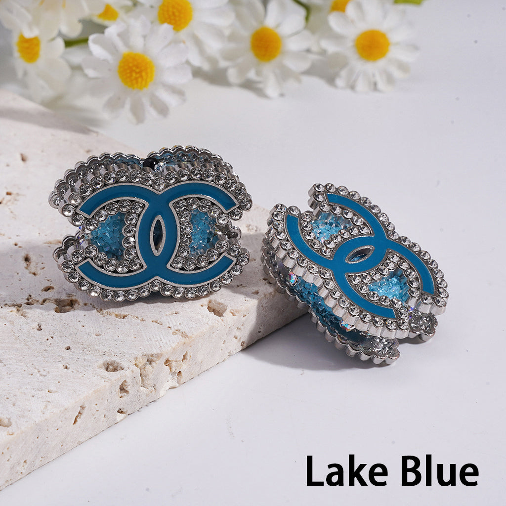 CC Fashionable Diamond-Edged Silver-White Alloy Bead Decoration, Multi-Color Clay Base, 24×33 MM, Suitable For DIY Use.