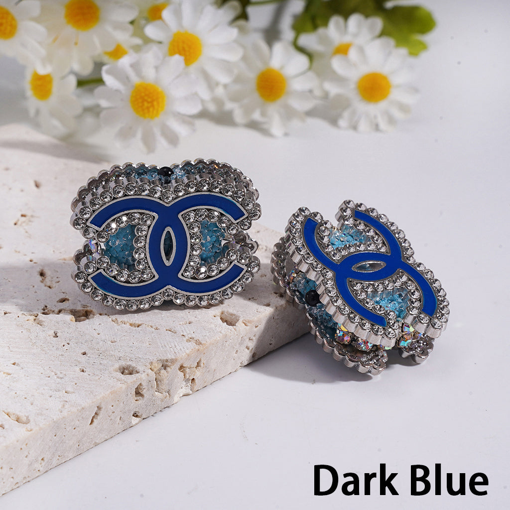 CC Fashionable Diamond-Edged Silver-White Alloy Bead Decoration, Multi-Color Clay Base, 24×33 MM, Suitable For DIY Use.
