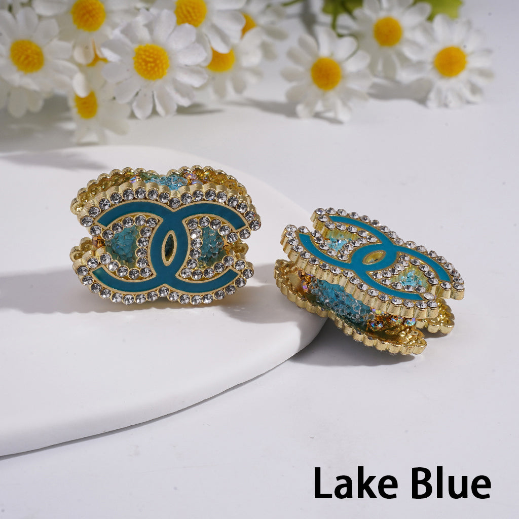 CC Fashionable Diamond-Edged Light Gold Alloy Bead Decoration, Multi-Color Clay Base, 24×33 MM, Suitable For DIY Use.