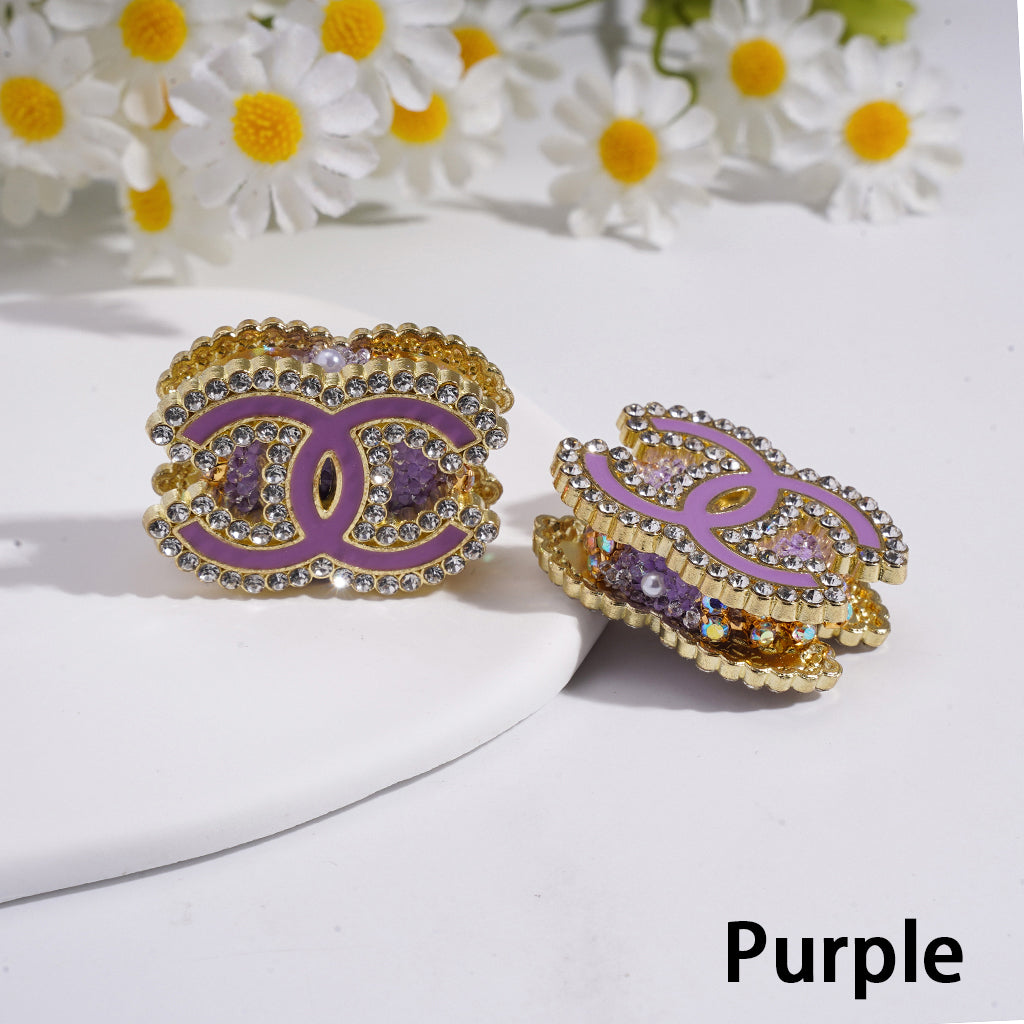 CC Fashionable Diamond-Edged Light Gold Alloy Bead Decoration, Multi-Color Clay Base, 24×33 MM, Suitable For DIY Use.