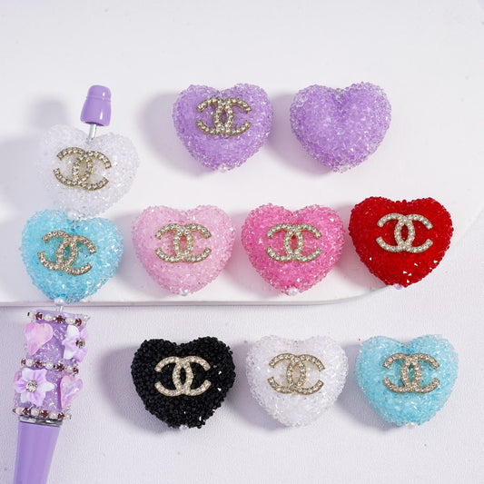 CCC Acrylic Heart Bear Sugar Beads 20*17mm