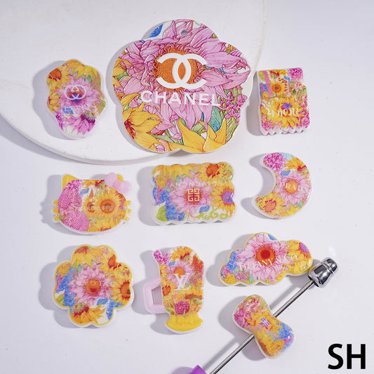 CC VL Mix Colorful Sunflower Pink And Yellow Fresh Acrylic Irregular Shape Brand,SH