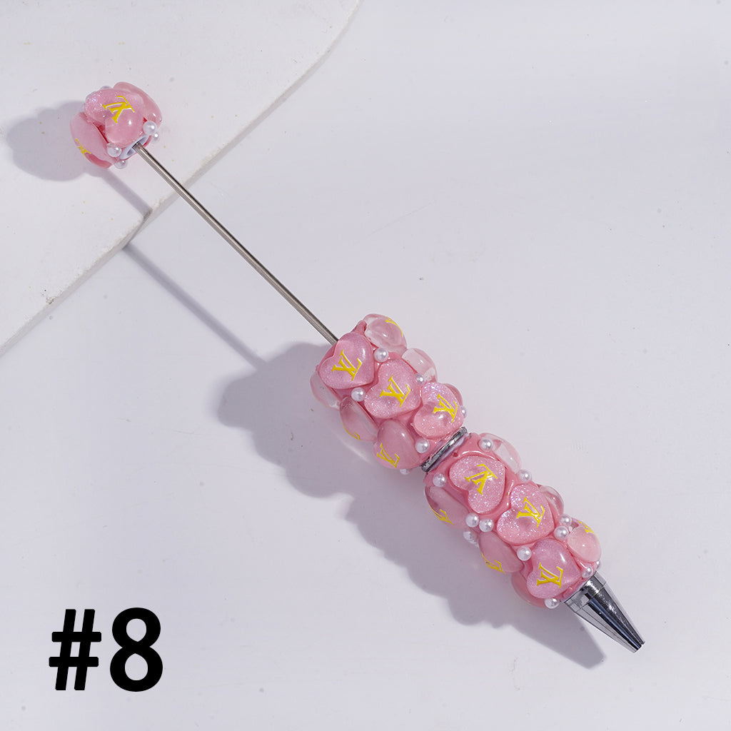 VL Multicolor Heart-Shaped Beaded Ballpoint Pen,YY&AX