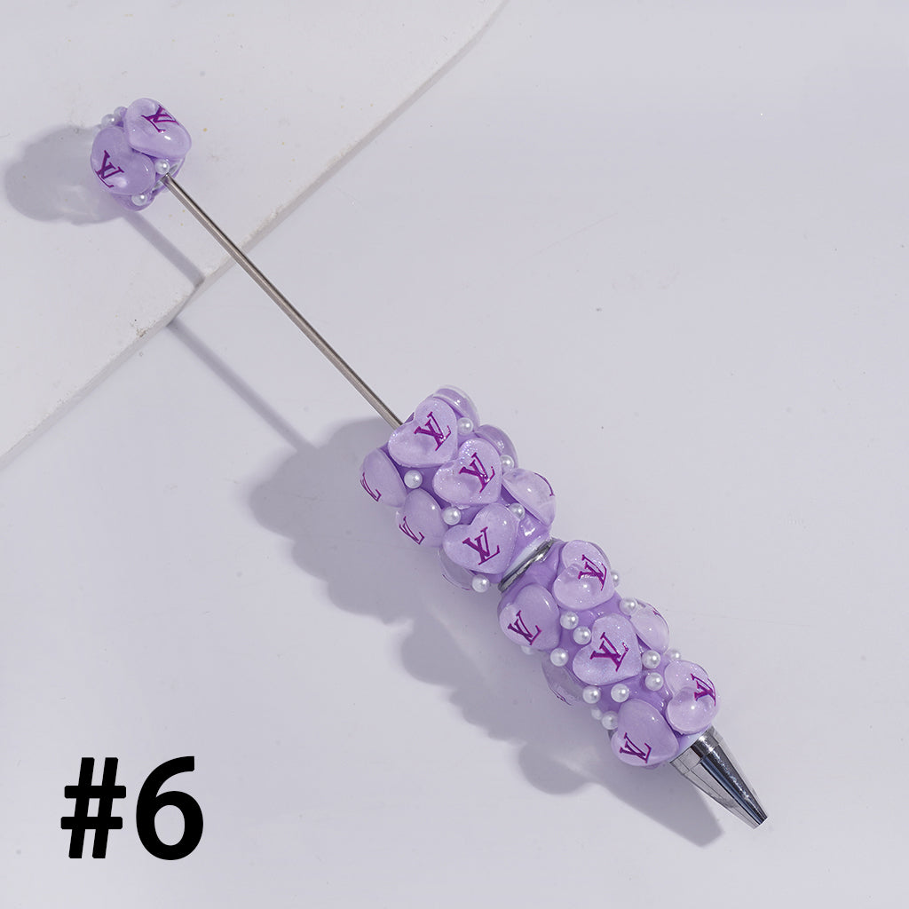 VL Multicolor Heart-Shaped Beaded Ballpoint Pen,YY&AX