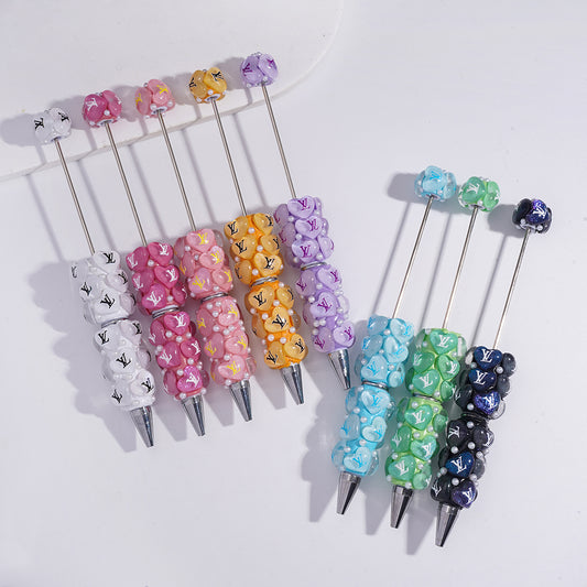 VL Multicolor Heart-Shaped Beaded Ballpoint Pen,YY&AX