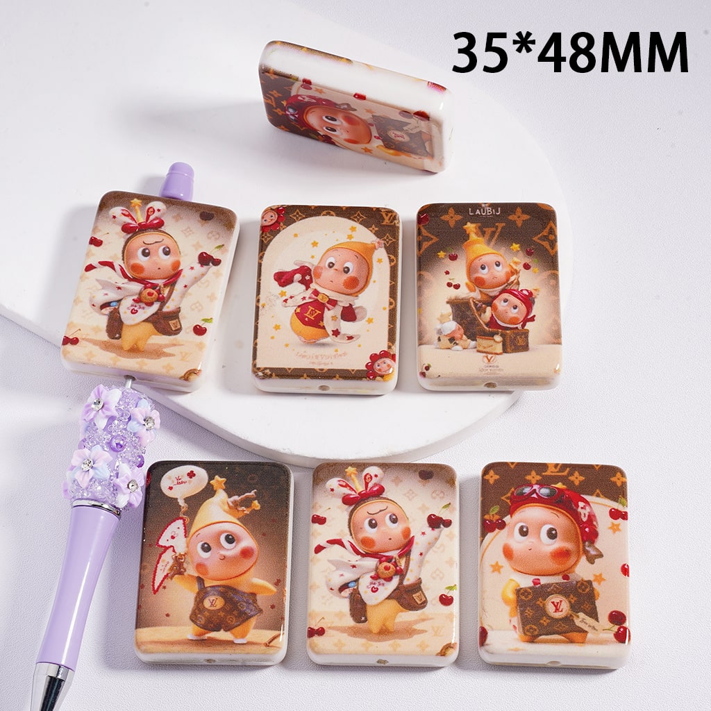 VL Rectangle Acrylic Beads Twinkle Twinkle Be a Little Star Series Pop Mart 35*48MM