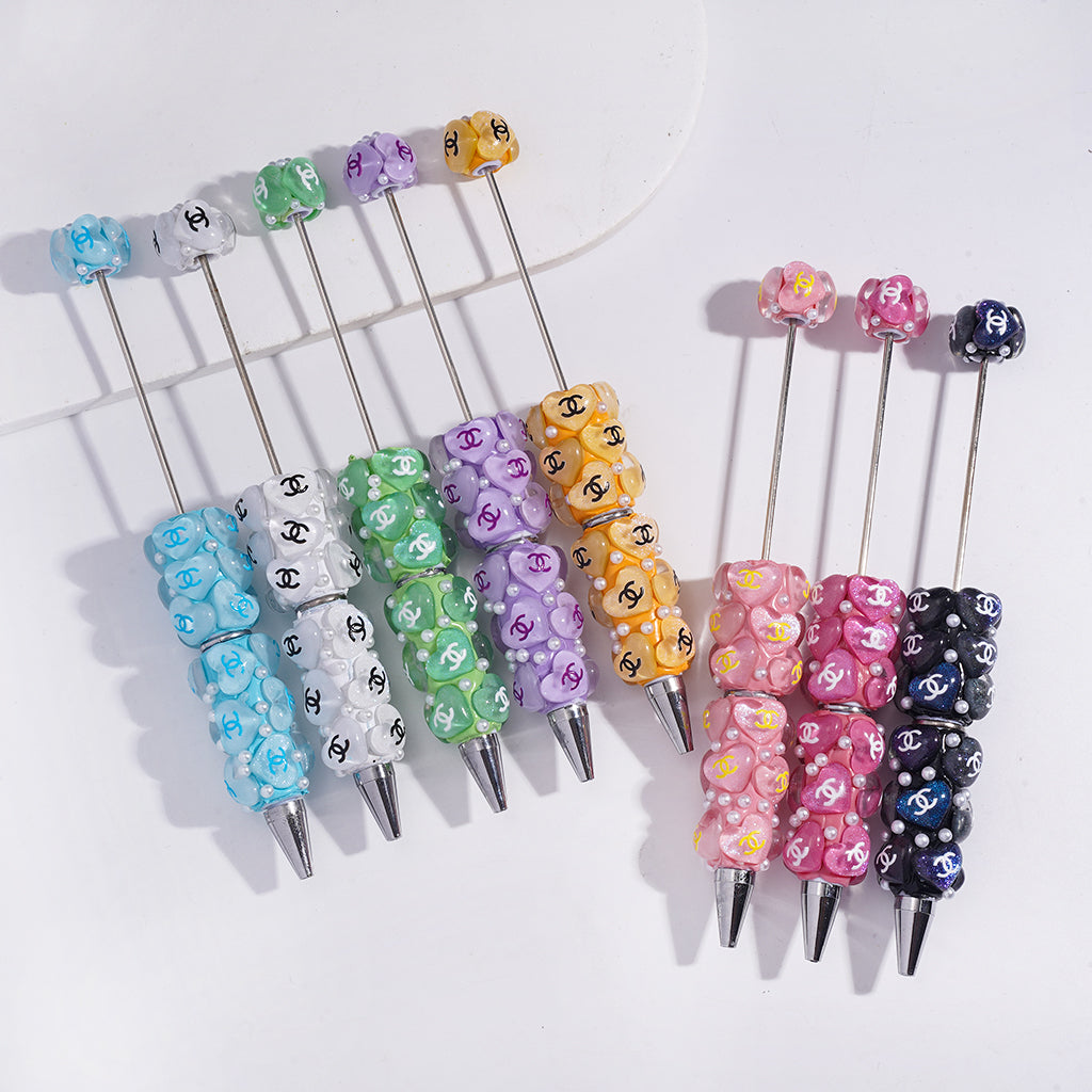 CC Multicolor Heart-Shaped Beaded Ballpoint Pen,YY&AX