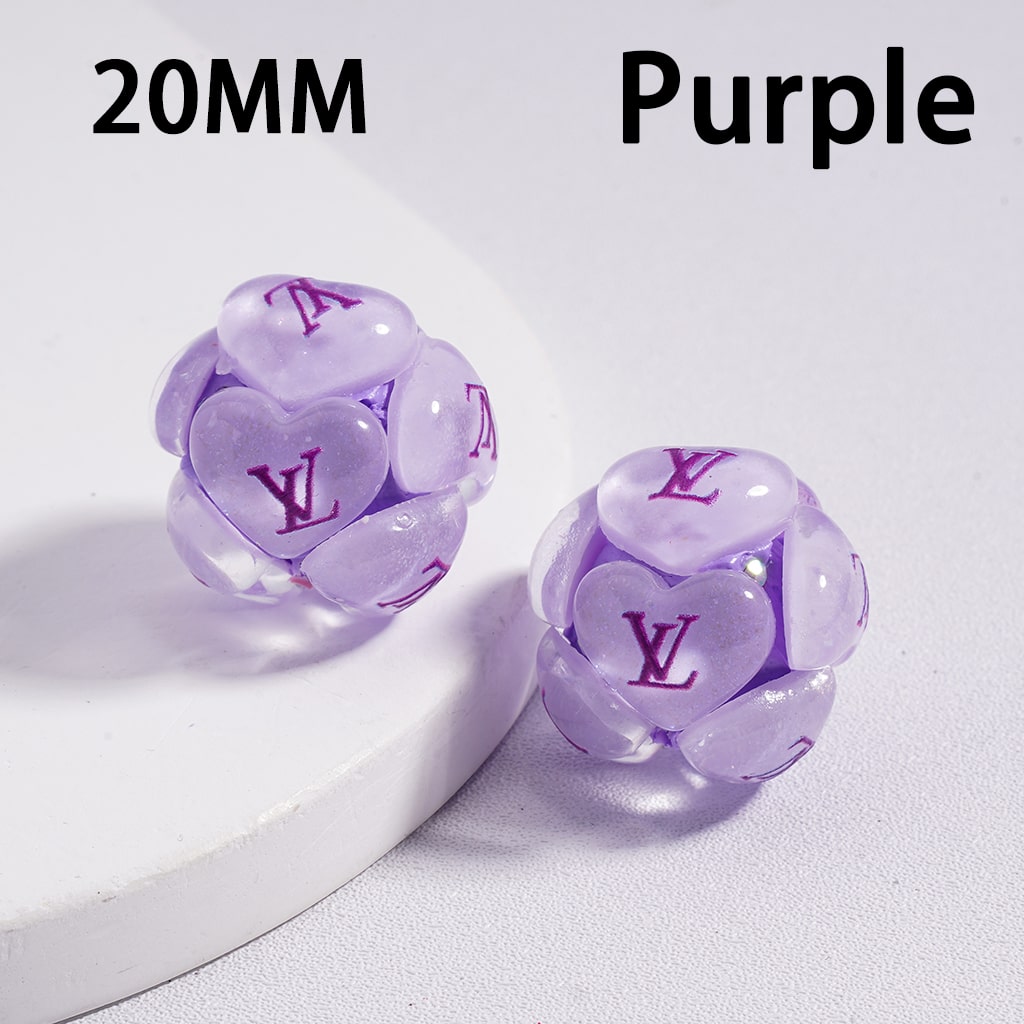 VL Clay Beads with Cute Hearts Shiny AB Rhinestones 20MM
