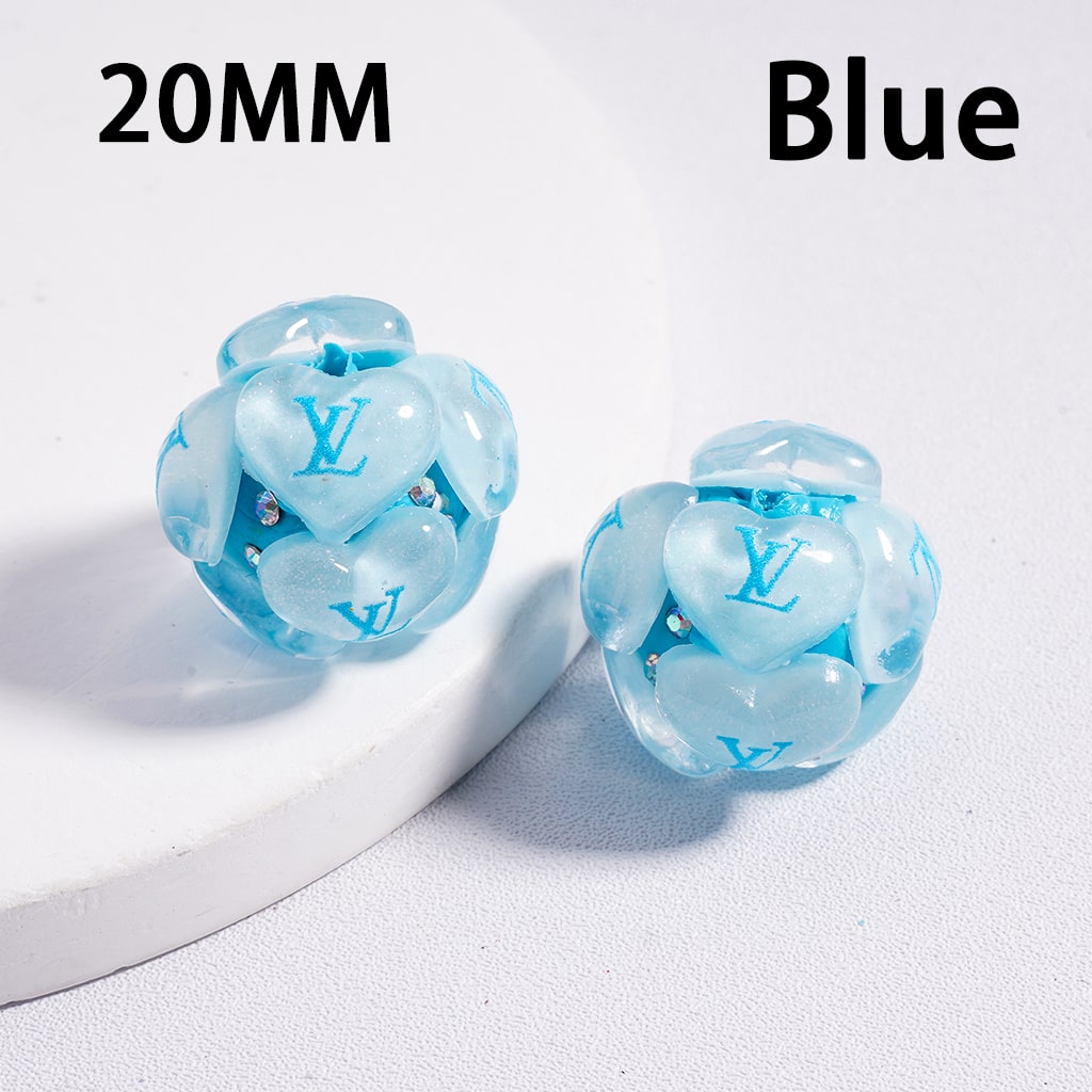 VL Clay Beads with Cute Hearts Shiny AB Rhinestones 20MM
