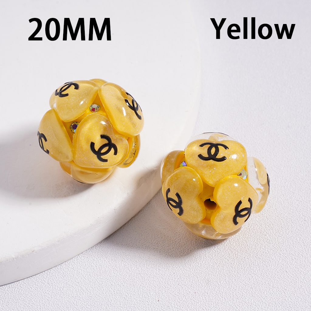 CCC Clay Beads with Cute Hearts Shiny AB Rhinestones 20MM