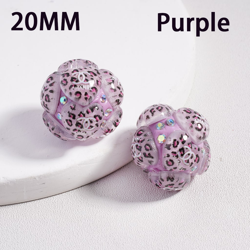 CCC Clay Beads with Cute Jaguar Prints Hearts Shiny AB Rhinestones 20MM, Random Mix, FW