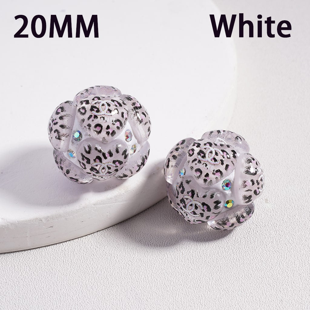 CCC Clay Beads with Cute Jaguar Prints Hearts Shiny AB Rhinestones 20MM, Random Mix, FW
