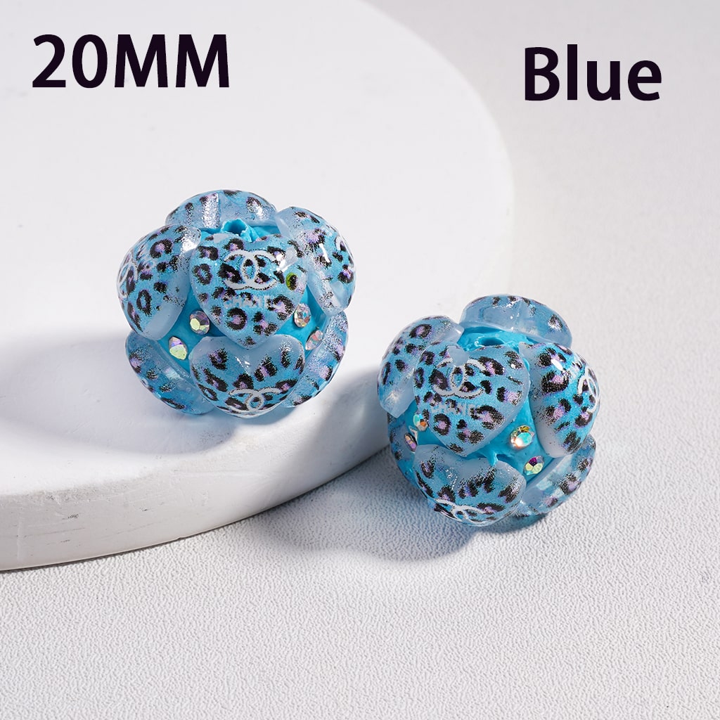CCC Clay Beads with Cute Jaguar Prints Hearts Shiny AB Rhinestones 20MM, Random Mix, FW