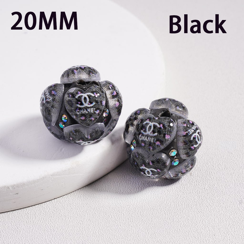 CCC Clay Beads with Cute Jaguar Prints Hearts Shiny AB Rhinestones 20MM, Random Mix, FW