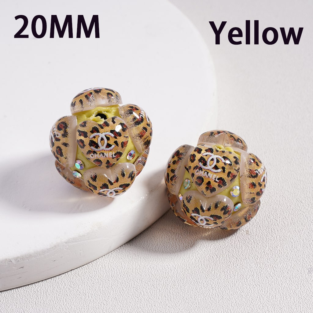 CCC Clay Beads with Cute Jaguar Prints Hearts Shiny AB Rhinestones 20MM, Random Mix, FW