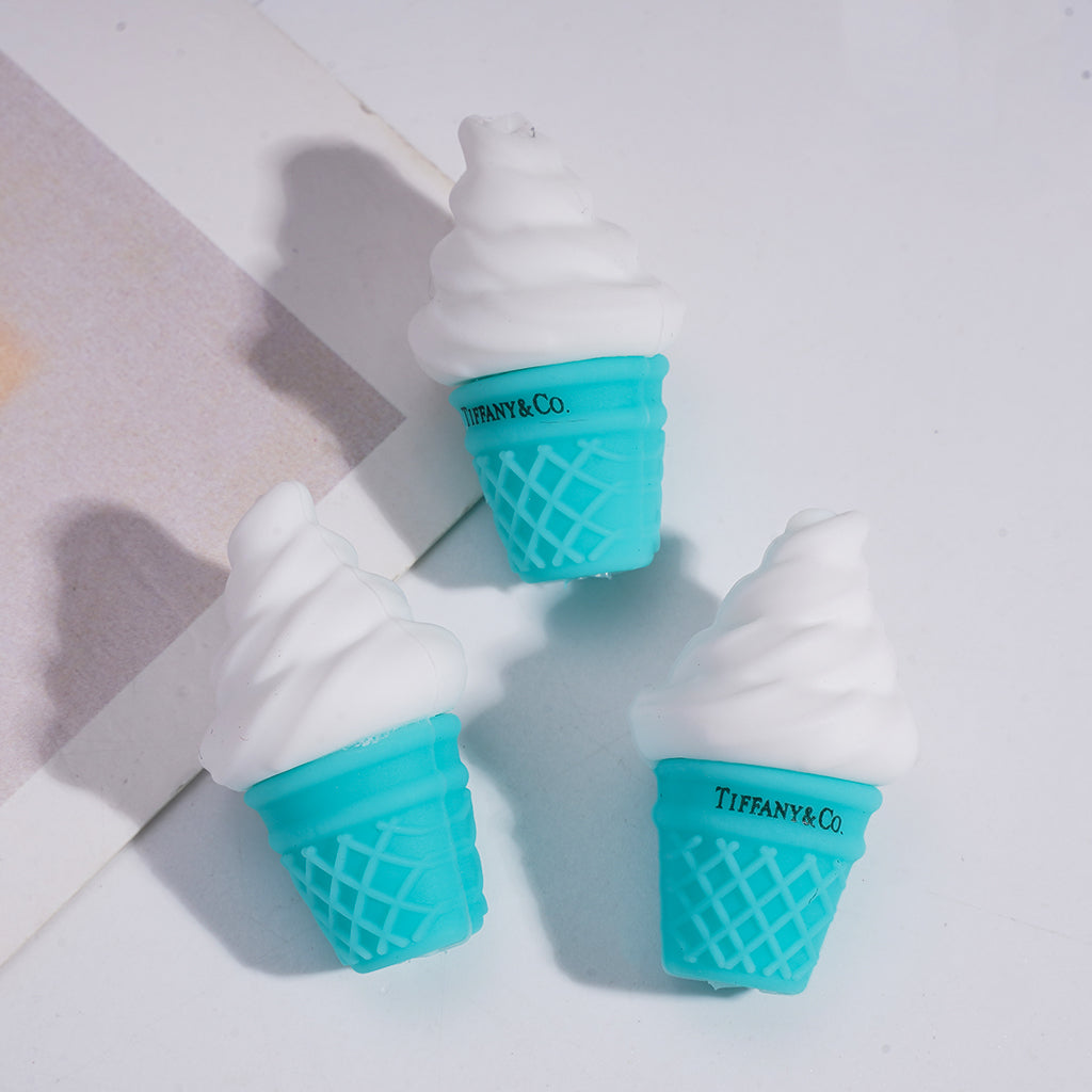 Mini Diffany Blue 3D Ice Cream Cone Silicone Beads,29MM,ZQ