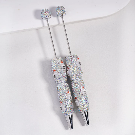 Beadable Clay Pens with Lipstick VL and CC Mini AB Rhinestones Covered the Entire Pen