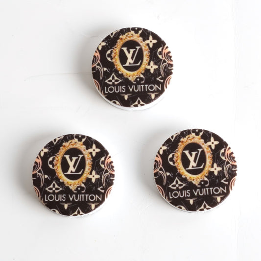 VL Louis  Blcak Gold Round Silicone Focal Beads
