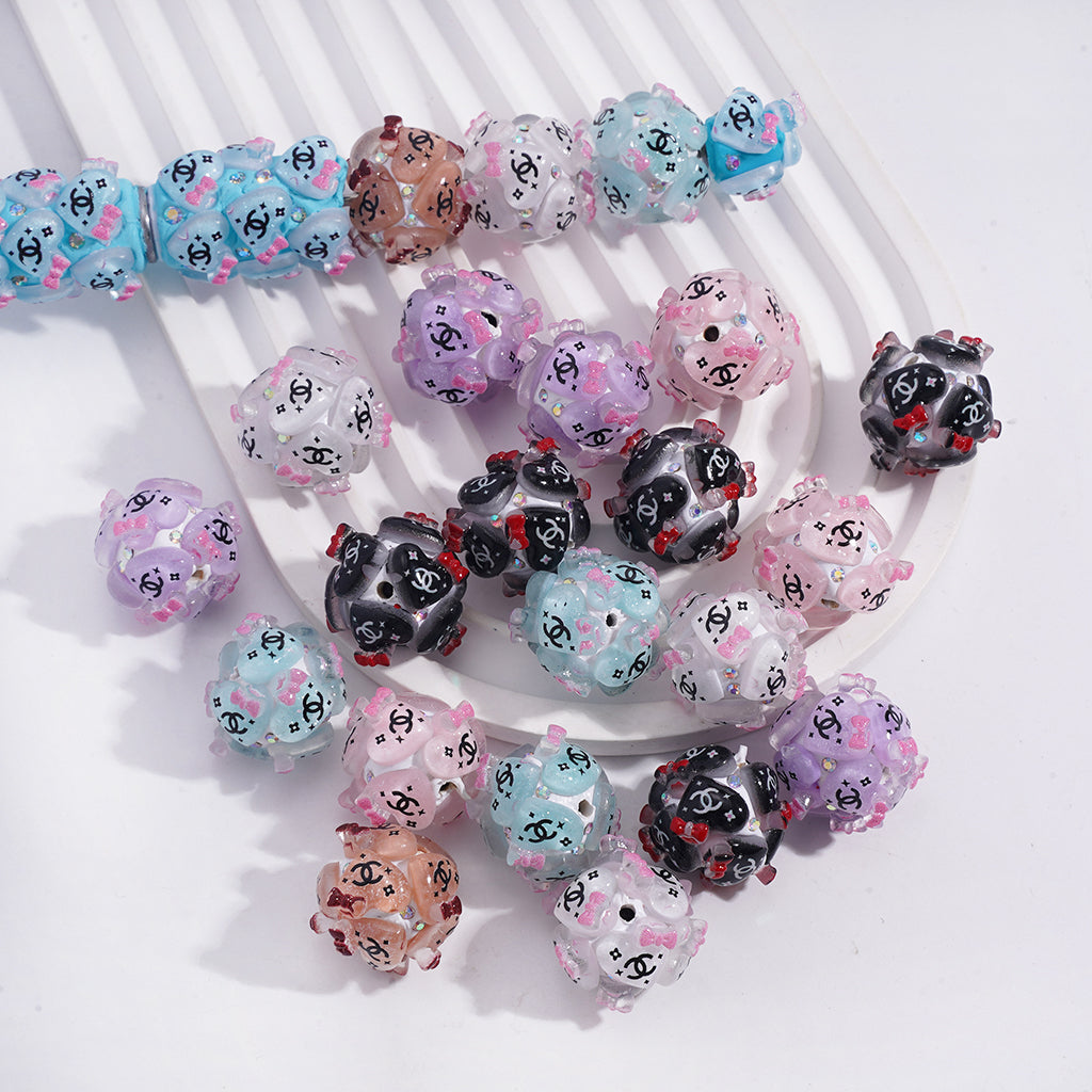 CC Heart-Shaped Bow Clay Beads，FW
